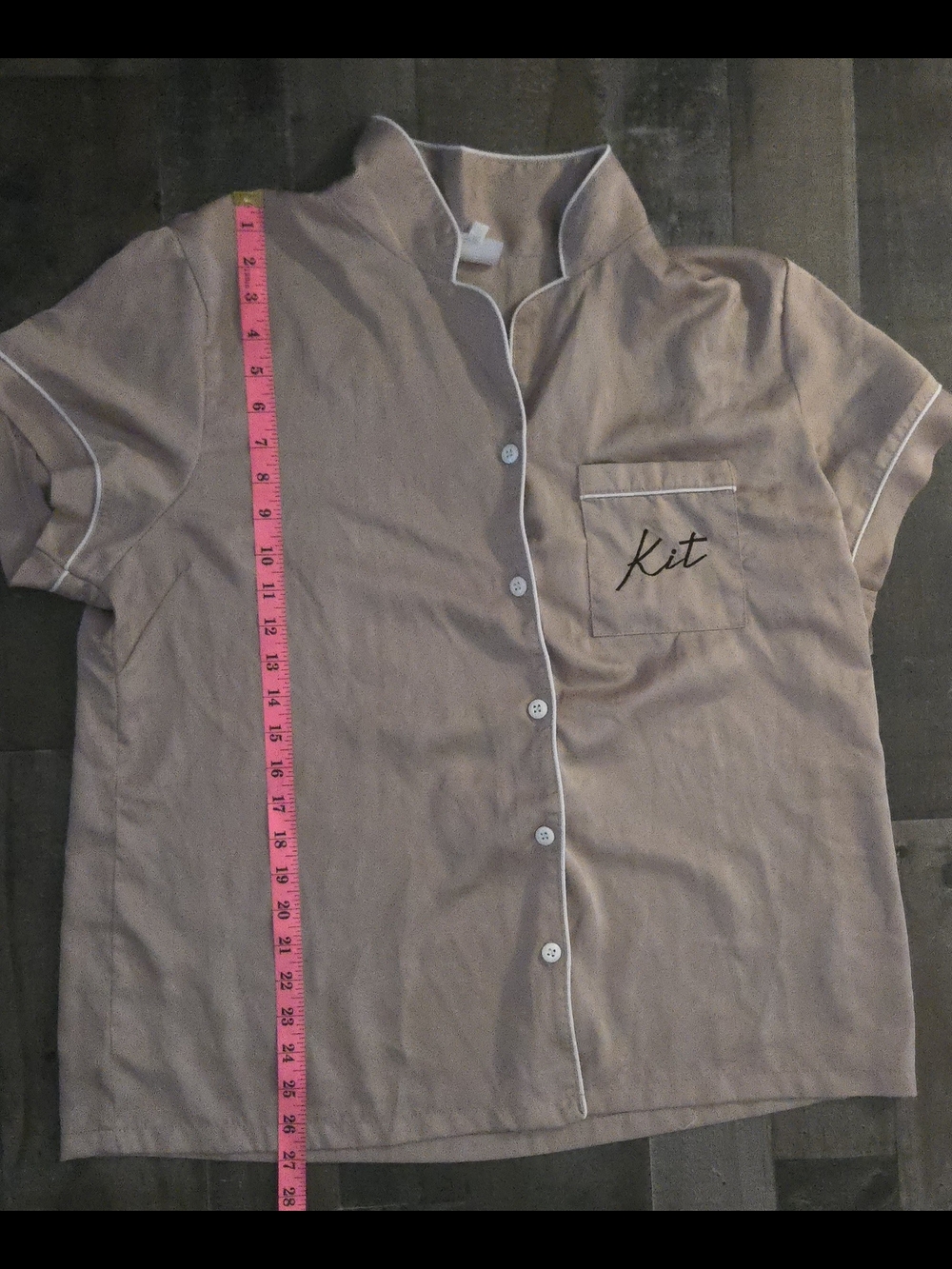 Personalized "Kit" Satin Pajama Top - Blush Pink - Size XL - Etsy Small Biz